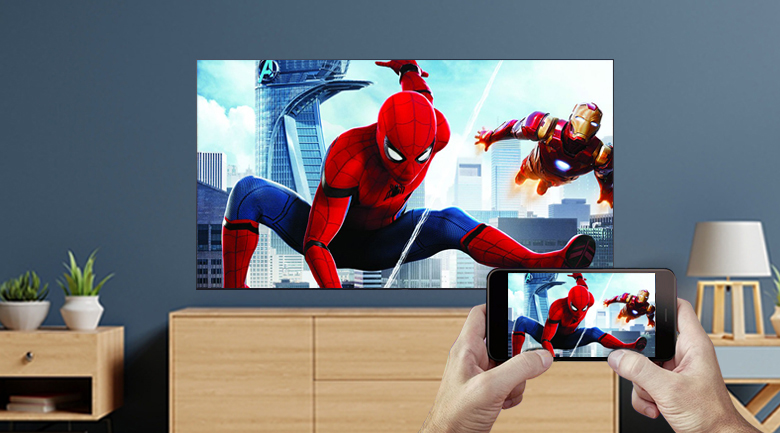 Smart Tivi Samsung 4K 75 inch UA75AU7700 - Chia sẻ màn hình điện thoại lên tivi nhờ các tính năng AirPlay 2, Screen Mirroring, Tap View