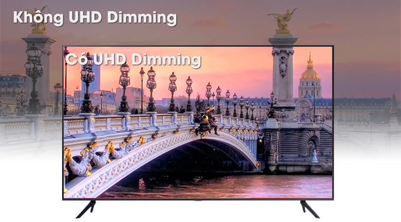 Smart Tivi Samsung 4K 75 inch UA75AU7700 - Hình ảnh chi tiết, độ tương phản cao với công nghệ UHD Dimming