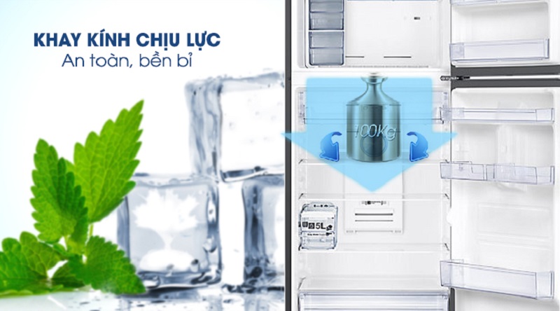 hoải mái tích trữ thực phẩm nhờ khay kính chịu lực cực tốt - Tủ lạnh Samsung Inverter 360 lít RT35K5982BS/SV