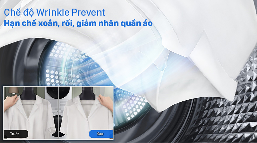 Máy sấy bơm nhiệt Samsung 9 kg DV90TA240AX/SV - Chế độ Wrinkle Prevent
