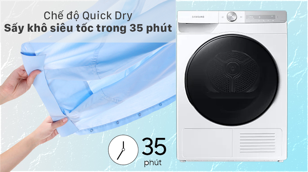 Máy sấy bơm nhiệt Samsung 9kg DV90T7240BH/SV - Quick Dry