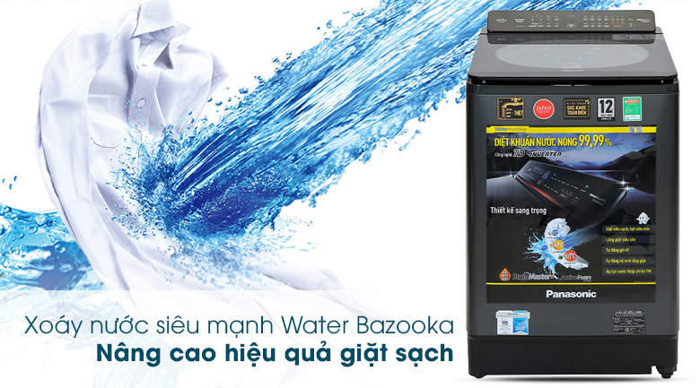 Máy giặt Panasonic Inverter 12.5 Kg NA-FD125V1BV - Xoáy nước mạnh mẽ Water Bazooka 