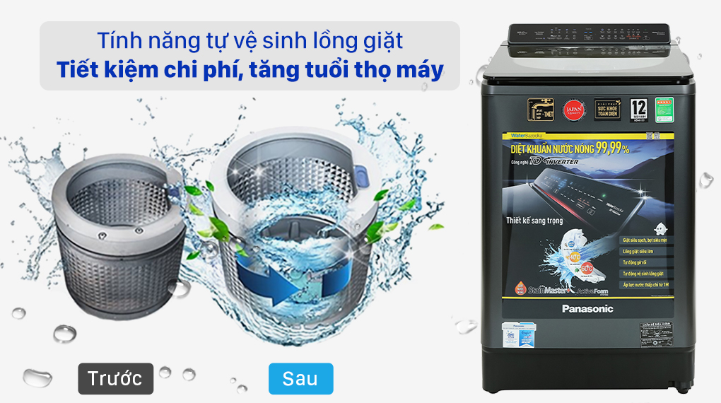 Máy giặt Panasonic NA-FD16V1BRV - tự vệ sinh