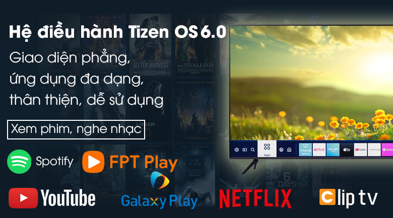 TizenOS 6.0 - Smart Tivi Samsung 4K 43 inch UA43AU7700