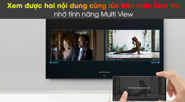 Smart Tivi QLED Samsung 4K 85 inch QA85Q60A - Xem được nhiều nội dùng cùng 1 lúc nhờ tính năng Multi View
