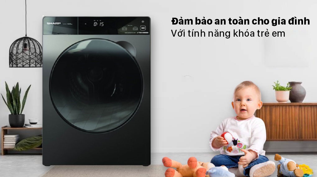 Máy giặt Sharp Inverter 9.5 Kg ES-FK954SV-G - Tính năng khóa trẻ em
