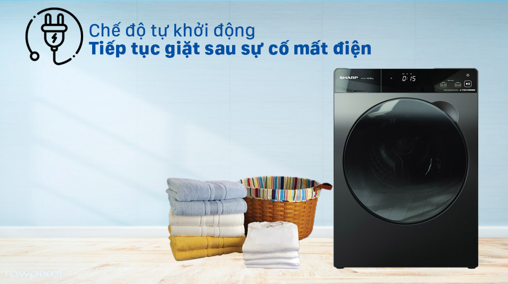 Máy giặt Sharp Inverter 10.5 Kg ES-FK1054SV-G - Tự khởi động