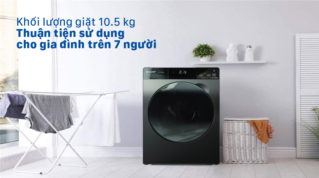Máy giặt Sharp Inverter 10.5 Kg ES-FK1054SV-G - Khối lượng giặt