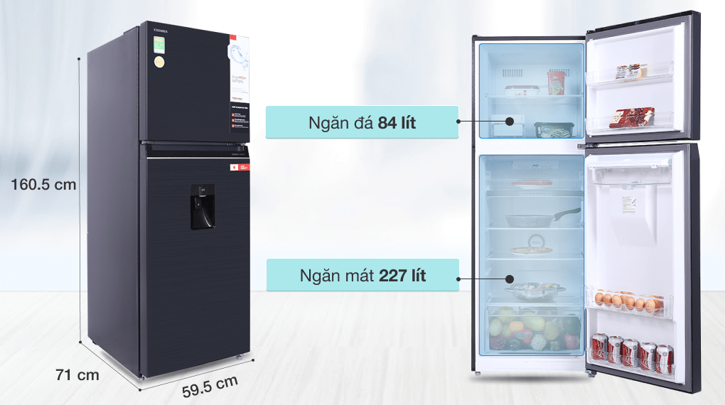 Tủ lạnh Toshiba Inverter 311 lít GR-RT395WE-PMV(06)-MG - Dung tích 311 lít