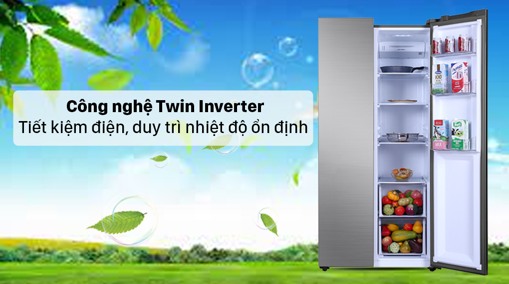 Tủ lạnh Aqua Inverter 480 lít AQR-S480XA(SG) - Công nghệ Twin Inverter